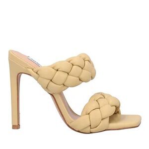 New STEVE MADDEN KENLEY Sandals light yellow 6.5 Braided straps high heels